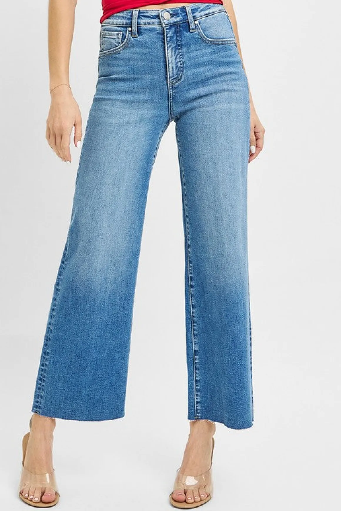 Scarlett High Rise Crop Wide leg Jeans Medium Wash