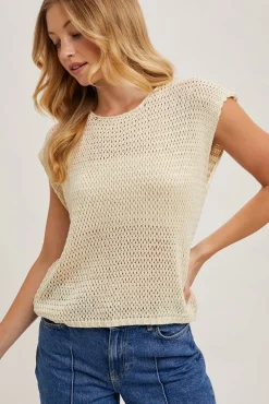 Shannon Sleeveless Open Knit Top Natural