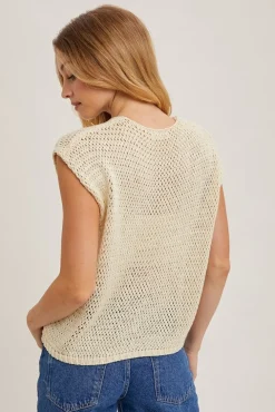 Shannon Sleeveless Open Knit Top Natural