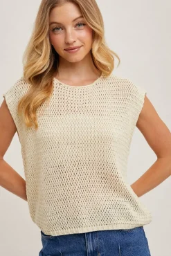 Shannon Sleeveless Open Knit Top Natural