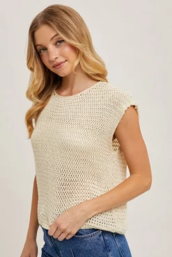 Shannon Sleeveless Open Knit Top Natural