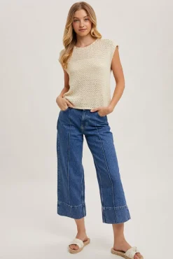 Shannon Sleeveless Open Knit Top Natural