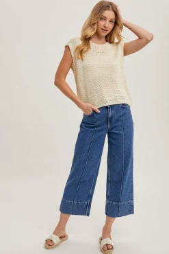 Shannon Sleeveless Open Knit Top Natural