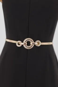 Skye Round Metal Link Stretch Belt Gold