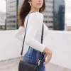 Skylar Faux Leather Woven Crossbody Purse Black
