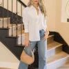 Spencer Long Sleeve Oversized Button Down Top White