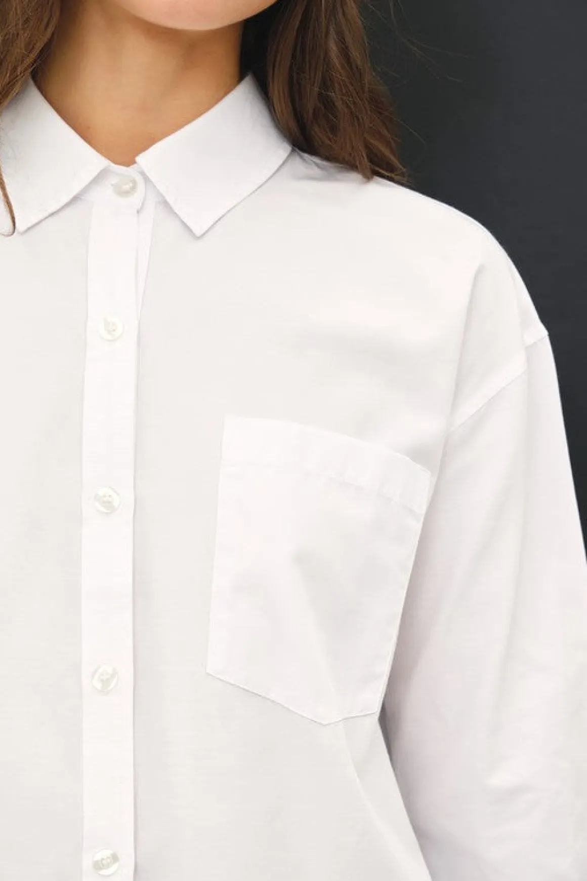 Spencer Long Sleeve Oversized Button Down Top White