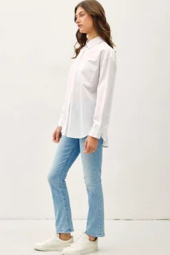 Spencer Long Sleeve Oversized Button Down Top White