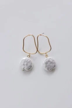 Stassi Abstract Pearl Drop Earrings Gold
