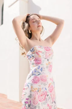 Stella Sleeveless Floral Print Maxi Dress Blush