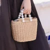 Teresa Pearl Straw Purse Taupe