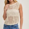 Tina Sleeveless Open Knit Top Natural