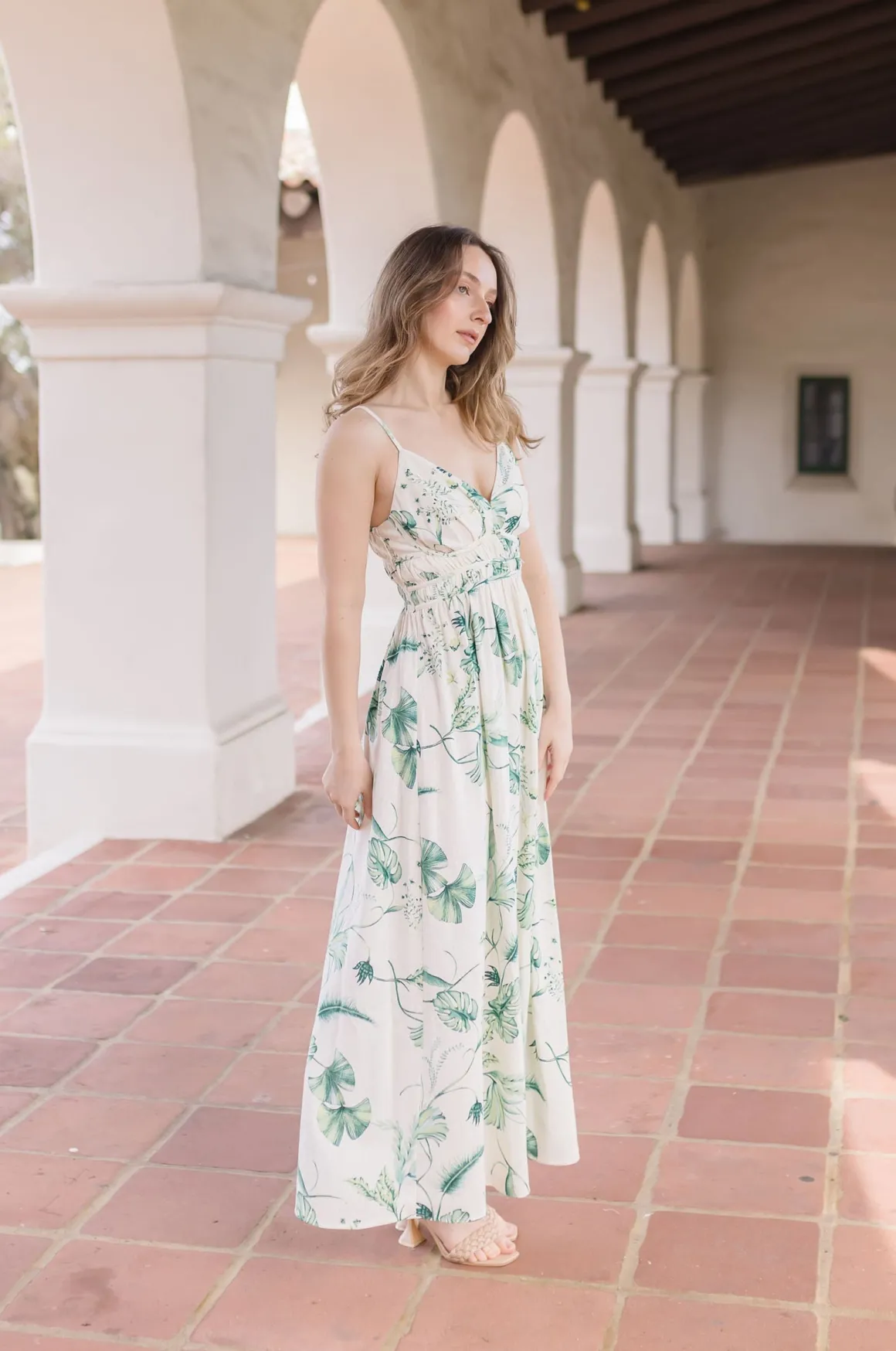 Tinsley Sleeveless Printed Maxi Dress Green