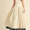 Tracy Sleeveless Halter Lace Contrast Midi Dress Ivory