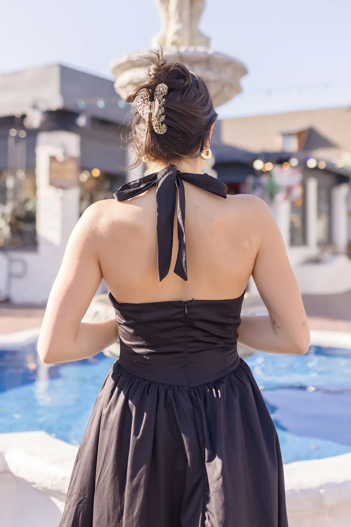 Tracy Sleeveless Halter Lace Contrast Midi Dress Black