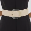 Trisha Clear Circle Buckle Straw Waist Belt Beige