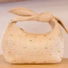 Valentina Woven Studded Handbag Beige