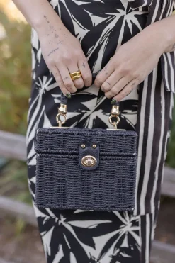 Veda Textured Woven Purse Black