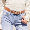 Violette Dual Metal Buckle Faux Leather Belt Brown
