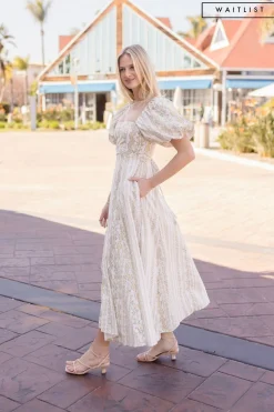Waitlist 5/10 ♥ Jess Short Puff Sleeve Floral Print Midi Dress Peach