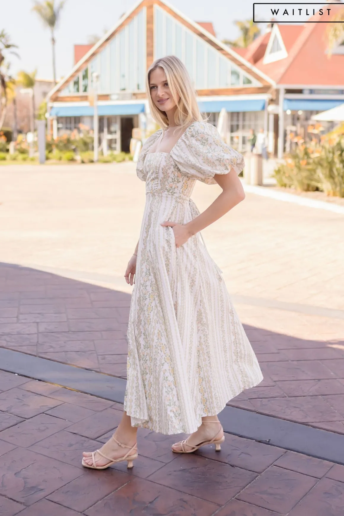 Waitlist 5/10 ♥ Jess Short Puff Sleeve Floral Print Midi Dress Peach