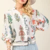 Waitlist 4/28 ♥ Adele Long Sleeve Button Down Floral Print Print Top White