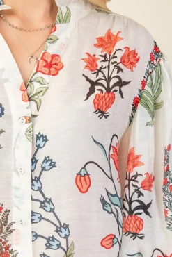 Waitlist 4/28 ♥ Adele Long Sleeve Button Down Floral Print Print Top White