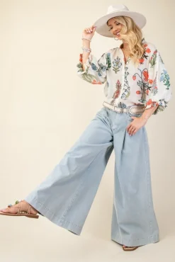 Waitlist 4/28 ♥ Adele Long Sleeve Button Down Floral Print Print Top White