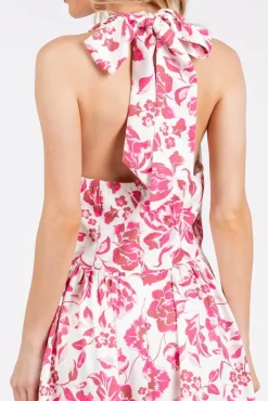 Waitlist 5/14 ♥ Alessandra Sleeveless Halter Floral Print Maxi Dress Pink