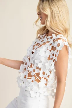 Waitlist 4/25 ♥ Bree Sleeveless Unlined Floral Lace Top White