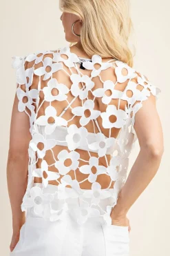 Waitlist 4/25 ♥ Bree Sleeveless Unlined Floral Lace Top White