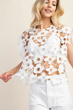 Waitlist 4/25 ♥ Bree Sleeveless Unlined Floral Lace Top White