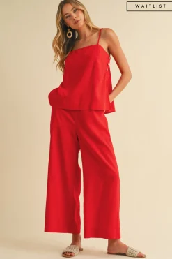 Waitlist 5/20 ♥ Callie Sleeveless Tunic Top And Wide Leg Pants Set Red