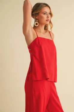 Waitlist 5/20 ♥ Callie Sleeveless Tunic Top And Wide Leg Pants Set Red