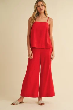 Waitlist 5/20 ♥ Callie Sleeveless Tunic Top And Wide Leg Pants Set Red