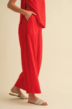 Waitlist 5/20 ♥ Callie Sleeveless Tunic Top And Wide Leg Pants Set Red