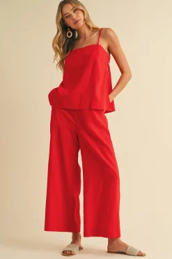Waitlist 5/20 ♥ Callie Sleeveless Tunic Top And Wide Leg Pants Set Red