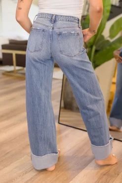 Waitlist 6/5 ♥ Carol High Rise Cuffed Wide Leg Jeans Medium Wash