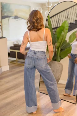 Waitlist 6/5 ♥ Carol High Rise Cuffed Wide Leg Jeans Medium Wash