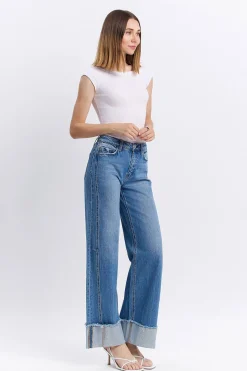 Waitlist 6/5 ♥ Carol High Rise Cuffed Wide Leg Jeans Medium Wash