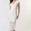 Waitlist 4/23 ♥ Devin Sleeveless Knit Overlay Midi Dress White