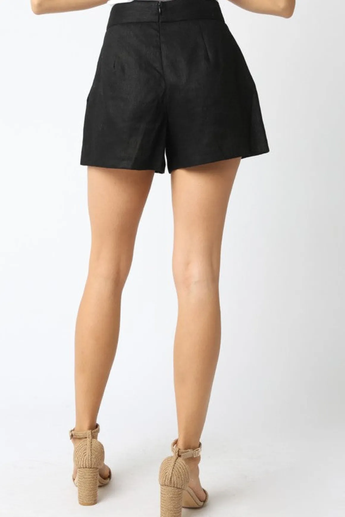 Waitlist 4/20 ♥ Emery High Waist Linen Shorts Black