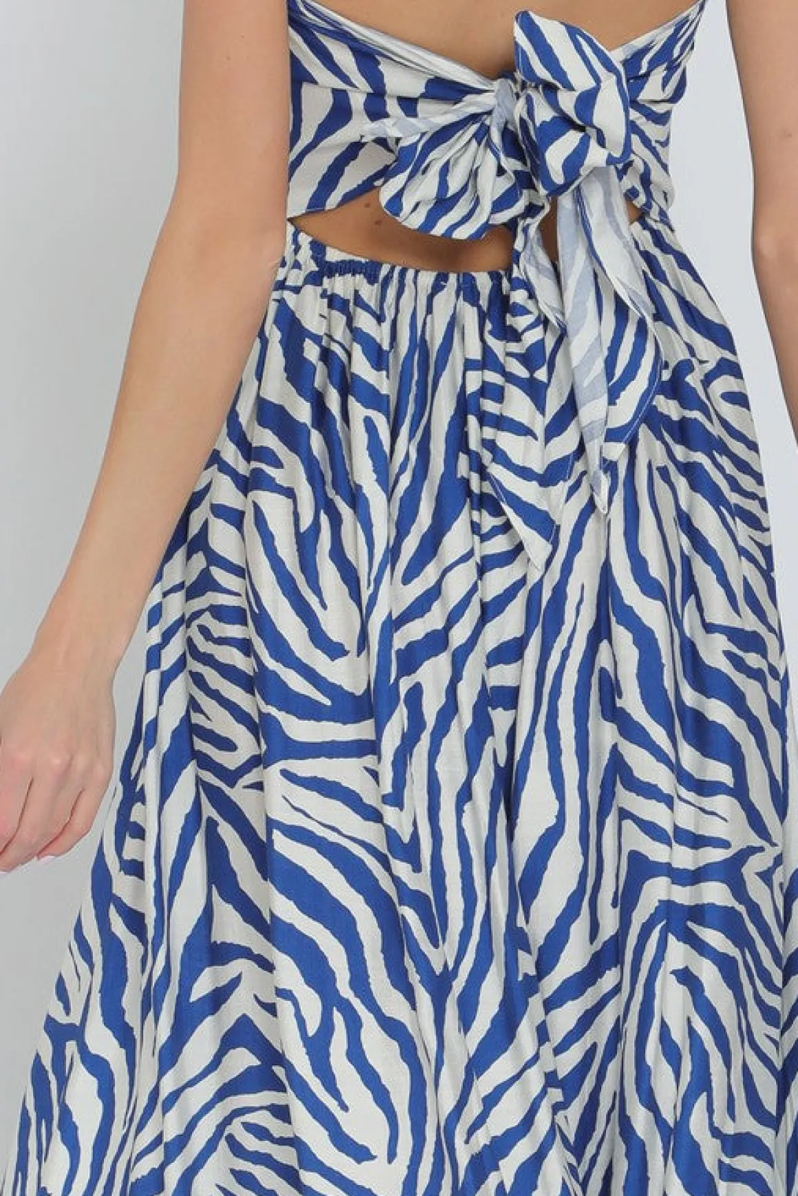 Waitlist 6/1 ♥ Francis Sleeveless Zebra Print Wide Leg Jumpsuit Blue