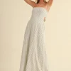 Waitlist 5/7 ♥ Giselle Sleeveless Open Back Tie Stripe Print Maxi Dress Ivory