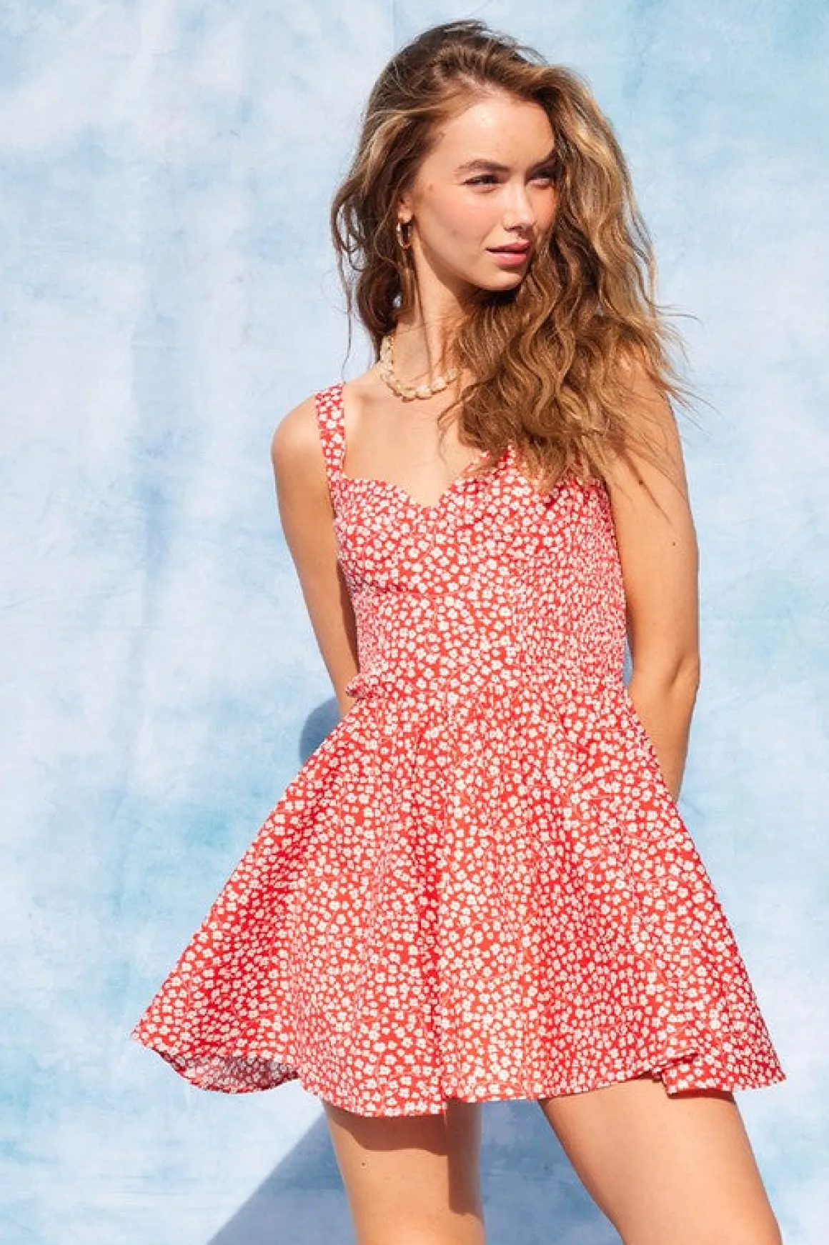 Waitlist 5/14 ♥ Hannah Sleeveless Corset Floral Print Mini Dress Red