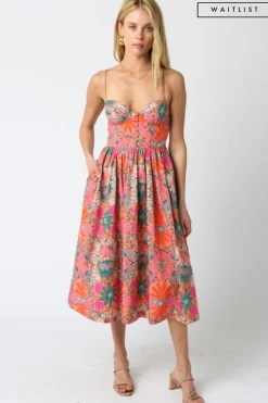 Waitlist 5/5 ♥ Hayden Sleeveless Floral Print Midi Dress Orange