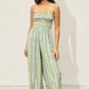 Waitlist 4/30 ♥ Heather Sleeveless Abstract Print Wide Leg Jumpsuit Green