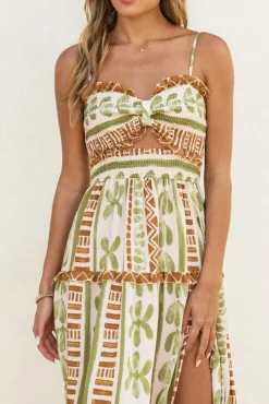 Waitlist 5/21 ♥ Holland Sleeveless Cut Out Abstract Print Maxi Dress Green