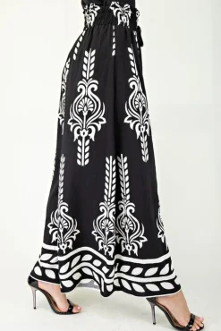 Waitlist 4/16 ♥ Isabella High Rise Abstract Print Wide Leg Pants Black