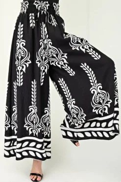 Waitlist 4/16 ♥ Isabella High Rise Abstract Print Wide Leg Pants Black
